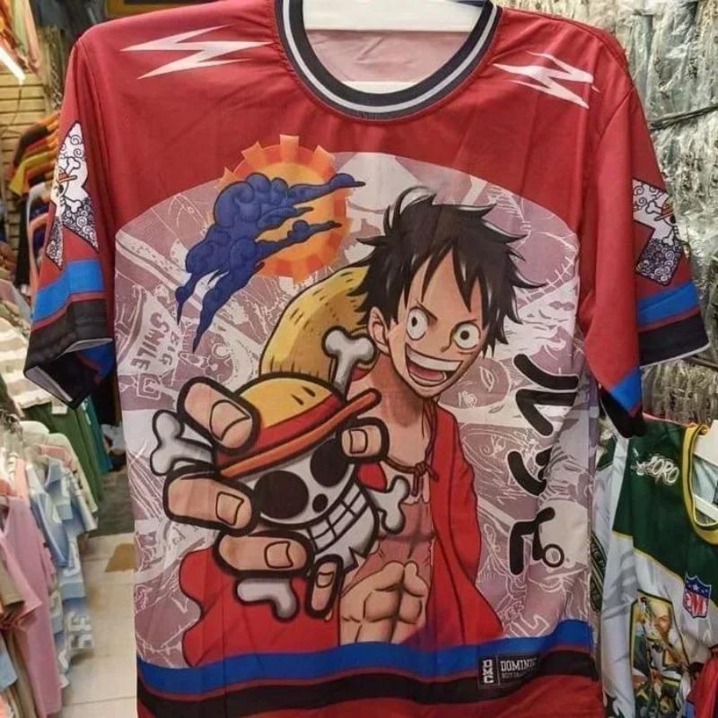 2526 New Bandai Anime One Piece Luffy Summer Jersey T-shirt Oversized 3D Adult and Children's Multifunctional Christmas Jersey