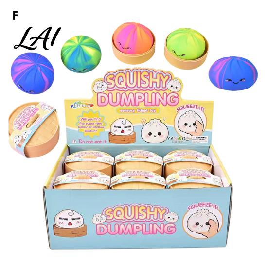 Cartoon Expression Dumpling Toy 12Pcs Squeeze Soft Stretchy Steamed Kids Stress Relief Bun Fidget Decompression Simulation Dough Ball Desk Compact