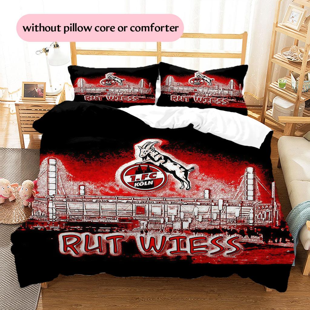 Biancheria da letto con motivo logo FC Köln Decorazione per la casa Regalo di compleanno ( 1 copripiumino + 2 federe, senza imbottitura),merchandising per fan.