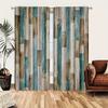 2 Pieces of Retro Wooden Board Printed Curtains, Pole Bag Curtains 42*84, Home Decoration, Room Decoration