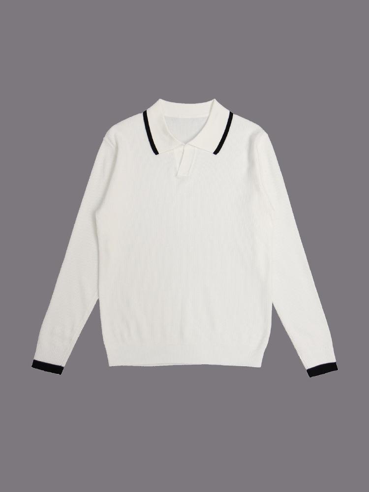 IKALOOK Ribbed Long Sleeve Knit T-Shirt Tee108A