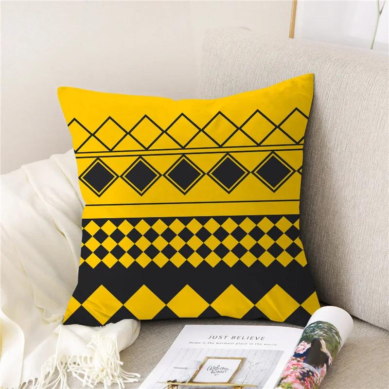 Yellow and Black Cartoon Bear Giraffe Throw Pillow Case Geometric Cushion Covers for Home Sofa Chair Decorative Pillowcases