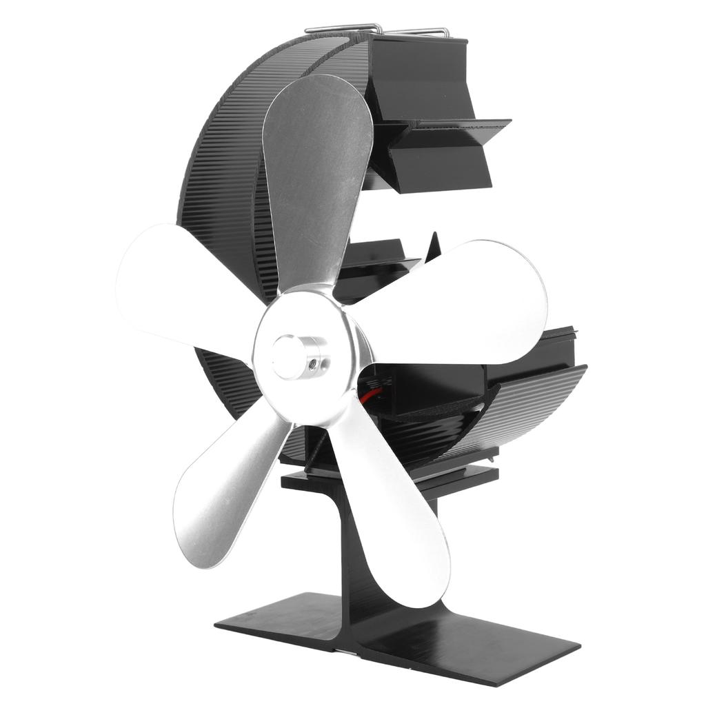 5 Blade Heat Powered Stove Fan Aluminum Alloy Fast Heat Dissipation Heat Powered Fireplace Fan for