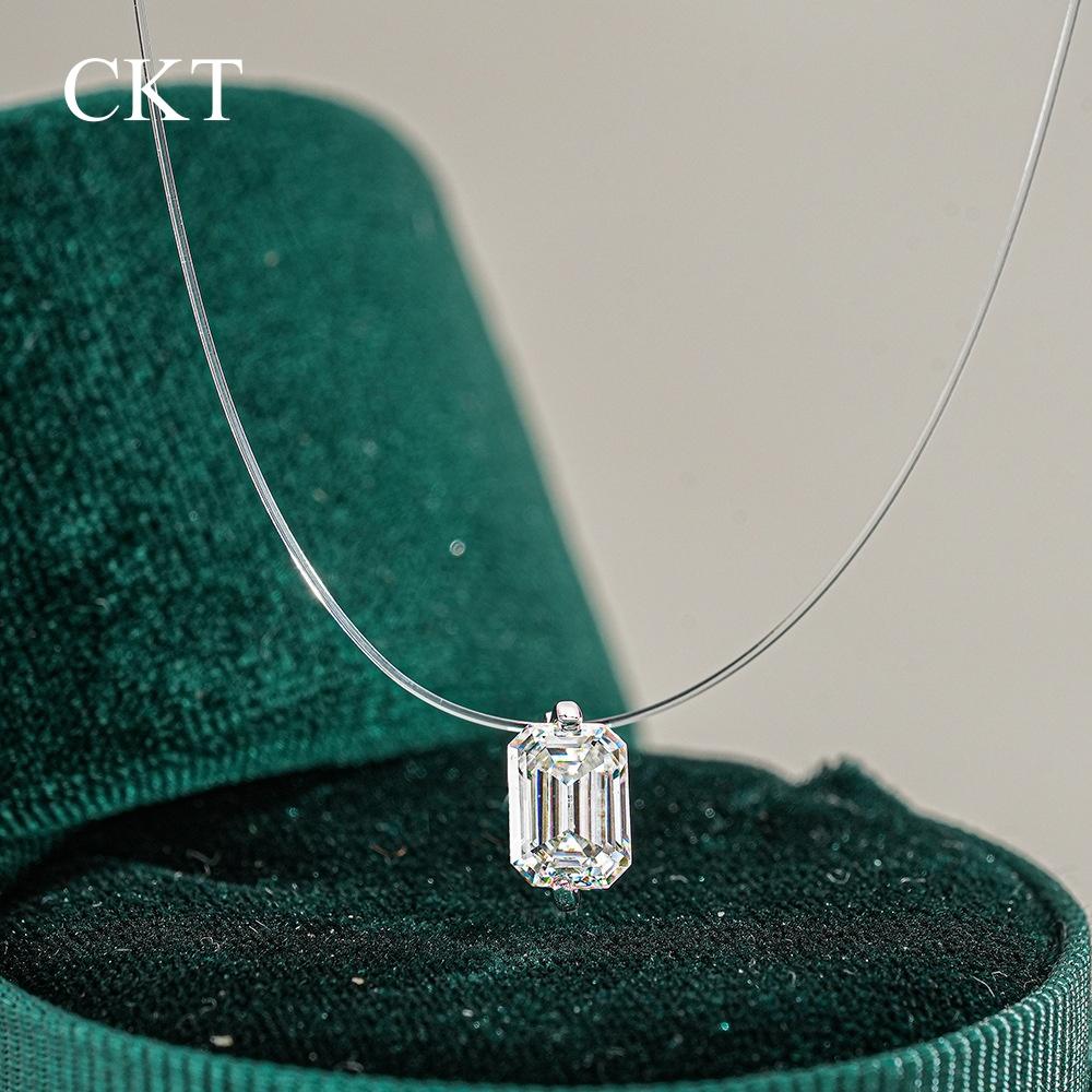 

CKT Platinum Pt950 1ct Moissanite Classic Casual Versatile Pendant Invisible Fishing Line Star Tears Clavicle Necklace Jewelry