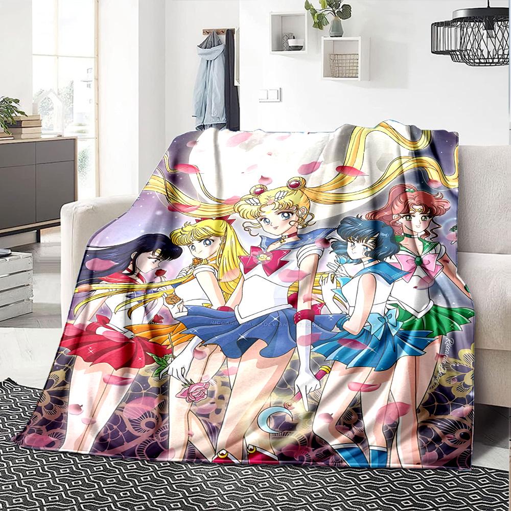 1pc Moonlit Sailor Magic flannel Blanket for Super Soft Cute Comfort Blanket for Travel Bedding Couch Sofa Blanket Y73025