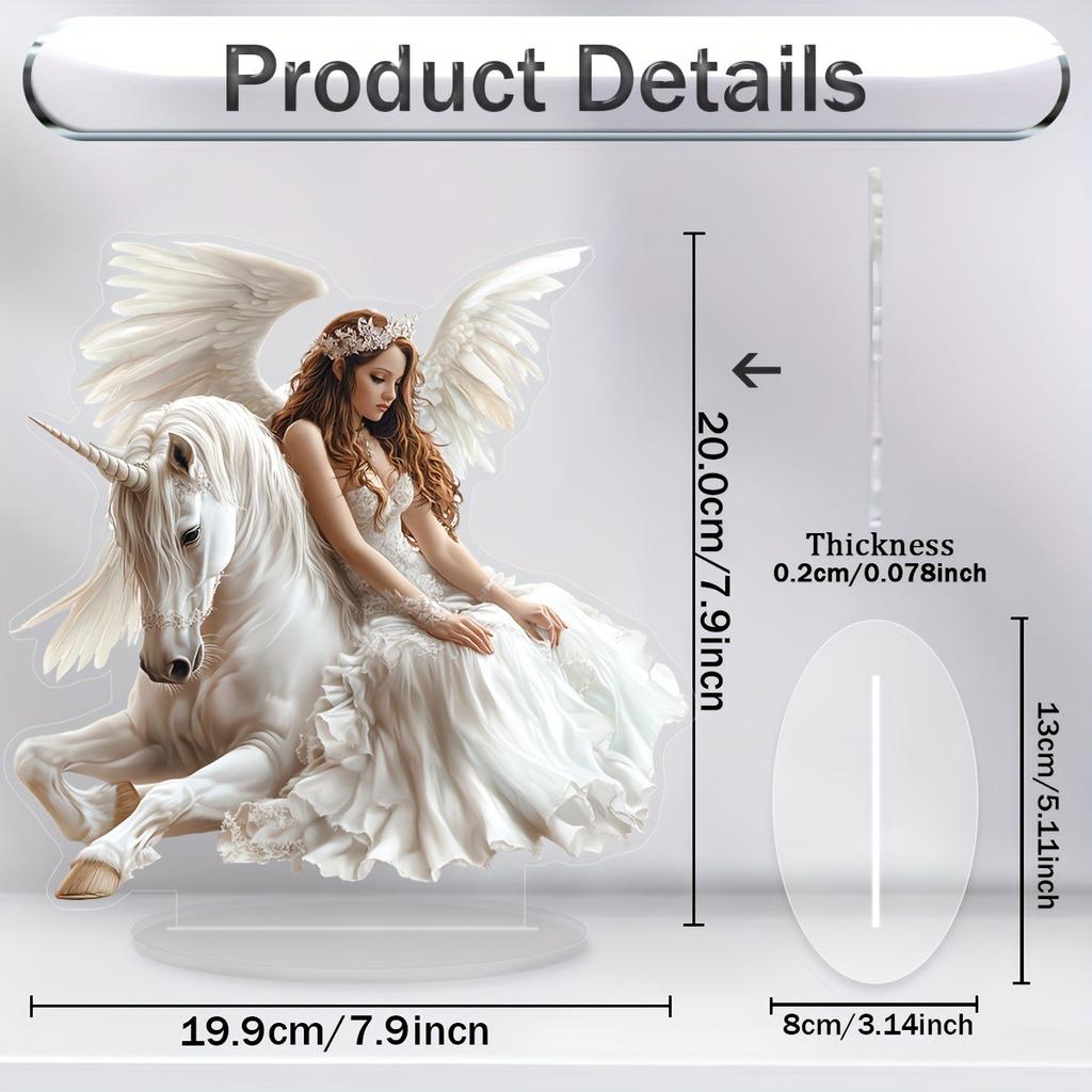 1 Stück Märchen Fantasy Engel Einhorn 2D Flache Acrylskulptur Büro Heimdeko Ornament