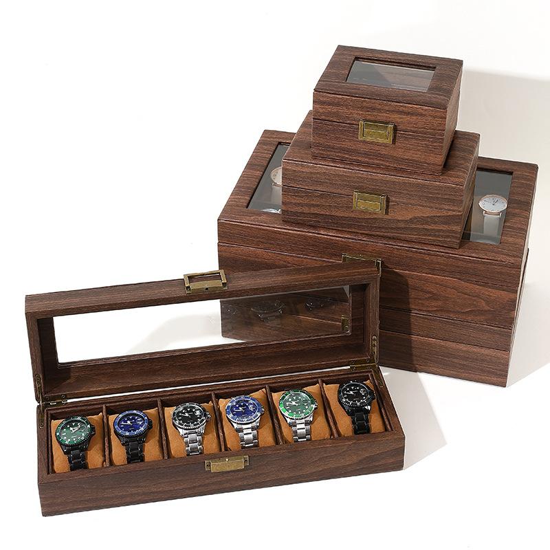 Retro Wood Grain PU Leather Watch & Jewelry Storage Box