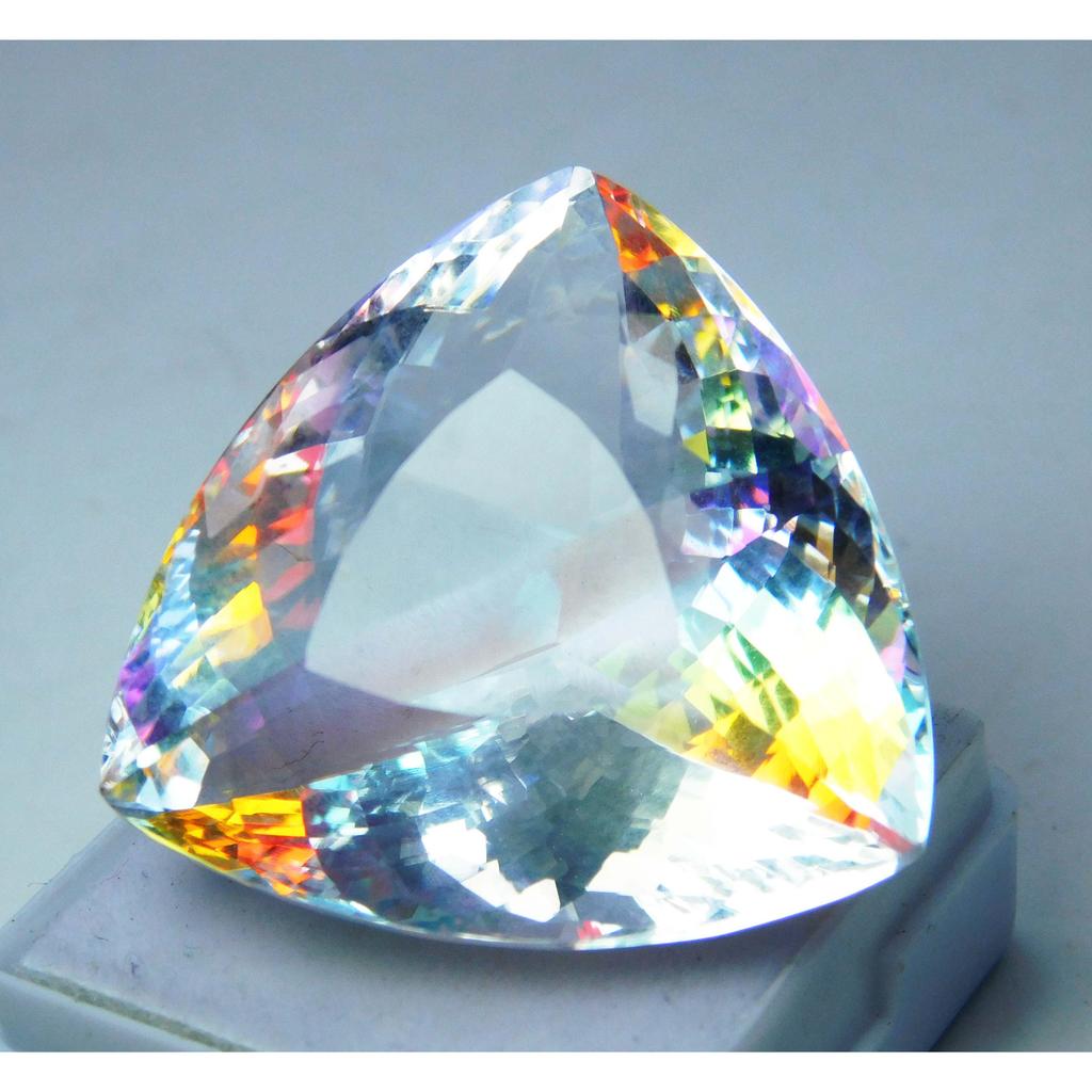 AA+ 67 Ct Mystic Topaz Trillion Shape Loose Gemstone Jwelery Making