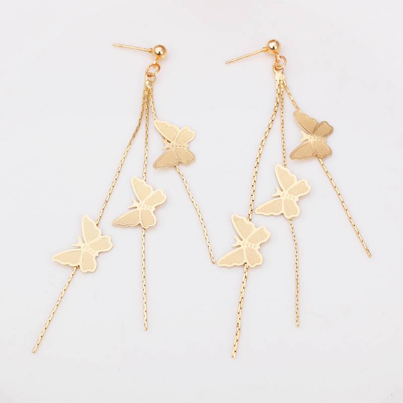 New Fashion Butterfly Long Tassel Dangle Earrings Elegant Hanging Butterfly Drop Earrings For Women Charming Zircon Gifts
