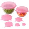 Silicone Stretch Lids Pink (6 Pack) Reble Airtight Food Covers for Bowls, Containers & Fruits |Elastic BPA-Free Stretchable Lids | Microwave, Freezer