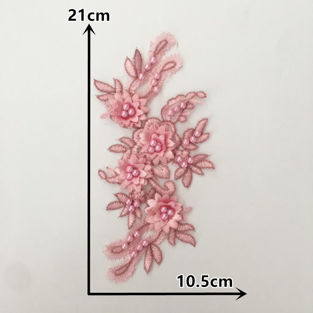 Exquisite Pearl 3D Lace Trim Flower Embroidery DIY Hat Decoration