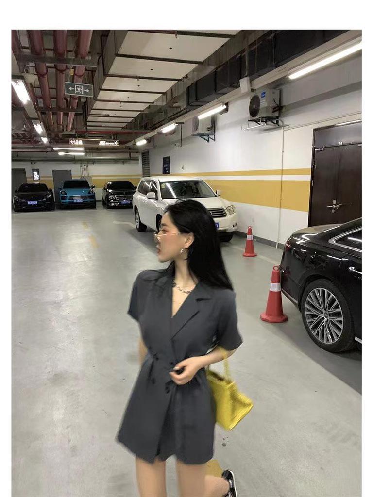 2025 Women's Fashion Suit Romper: Summer High Waist, Loose Fit, Wide Leg Jumpsuit Skirt