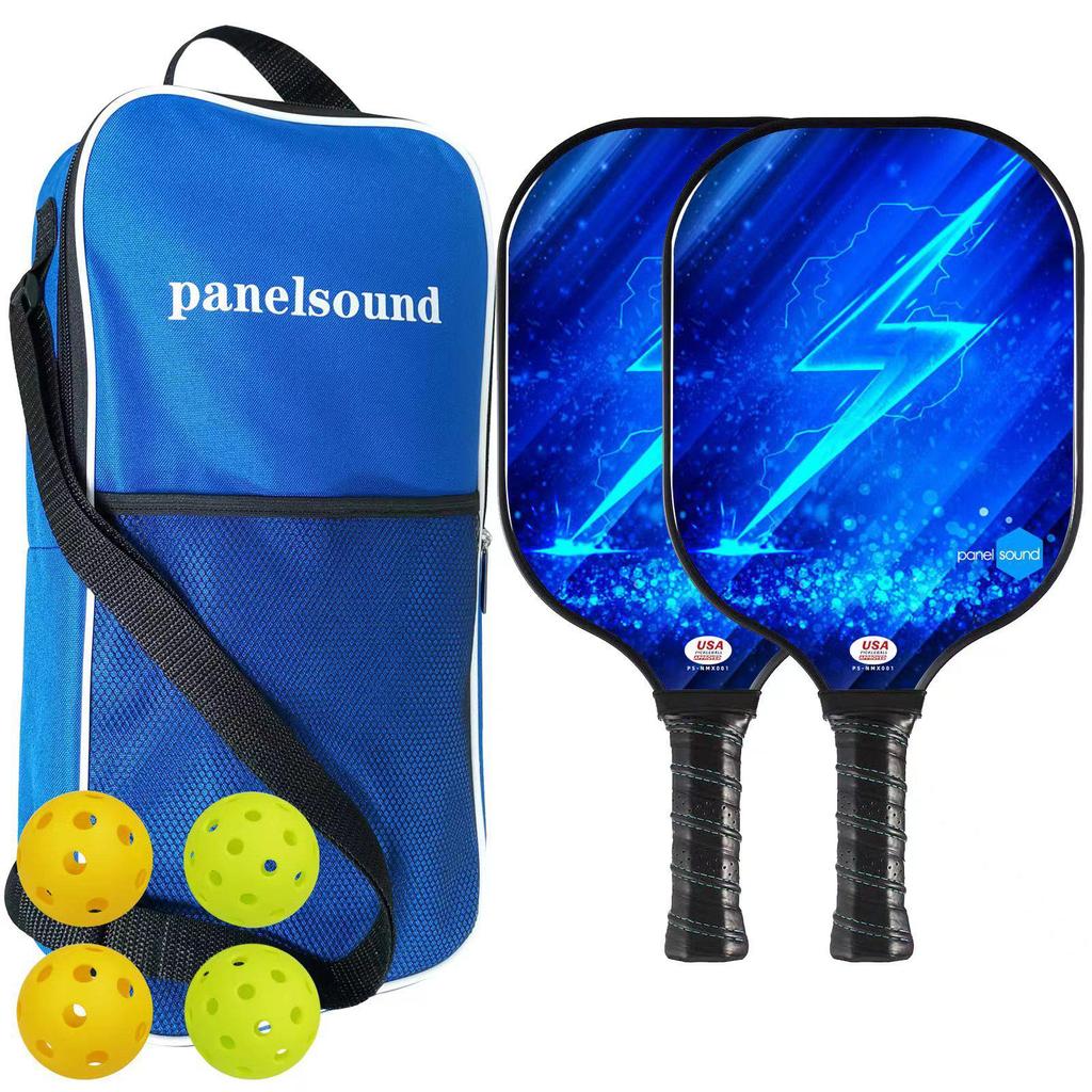 Lightweight Blue Fiberglass Pickleball Paddle Set - Portable and Durable