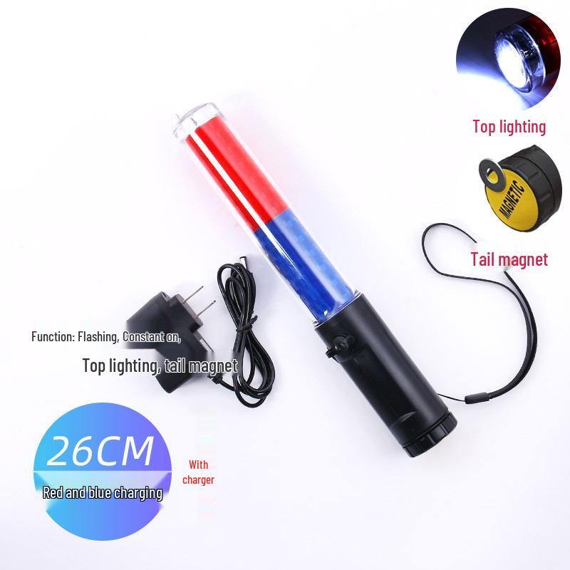 Rechargeable LED Traffic Baton with Emergency Whistle and Flashing Strobe