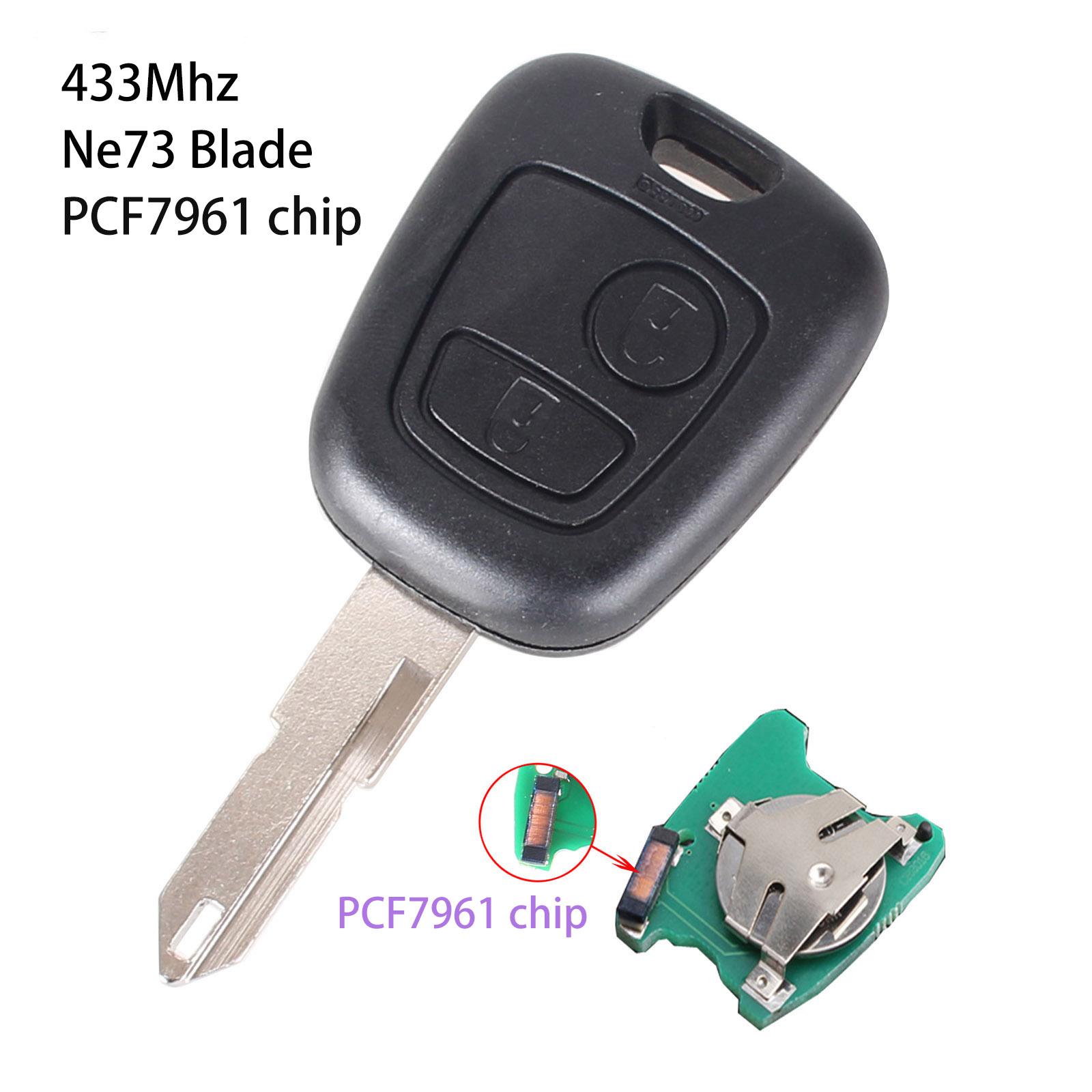 

Автомобильный дистанционный ключ 2 кнопки 433 МГц ID46 для Peugeot 106 107 206 306 307 207 407 Partner для Citroen C1 C2 C3 C4 Saxo Picasso