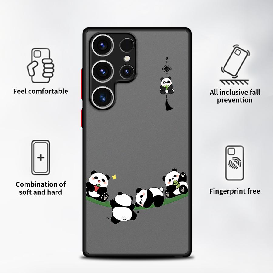 Cartoon Cute Panda Funda Back Phone Cover Case for Samsung Galaxy S26 S22 S21 Note 20 Ultra 10+ S23 FE S25 Ultra S24 Plus S20 FE