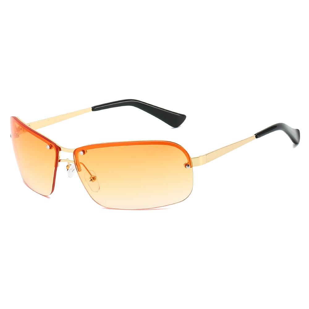 New Luxury Semi Frameless Gradient Rectangular Women Sunglasses  Retro Future Technology Design Punk Men Sun Glasses Uv400