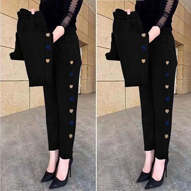 Eight Eight Dames Lente en Zomer Dunne Jeans Love Shape Geborduurde Broek Hoge Taille Stretch Jeans XS