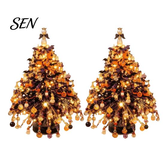 Holiday Beading Materials DIY Handmade Beaded Mini Tabletop Christmas Tree Kit, Crystal Bead Xmas Craft Material Package Set, Desktop Ornament