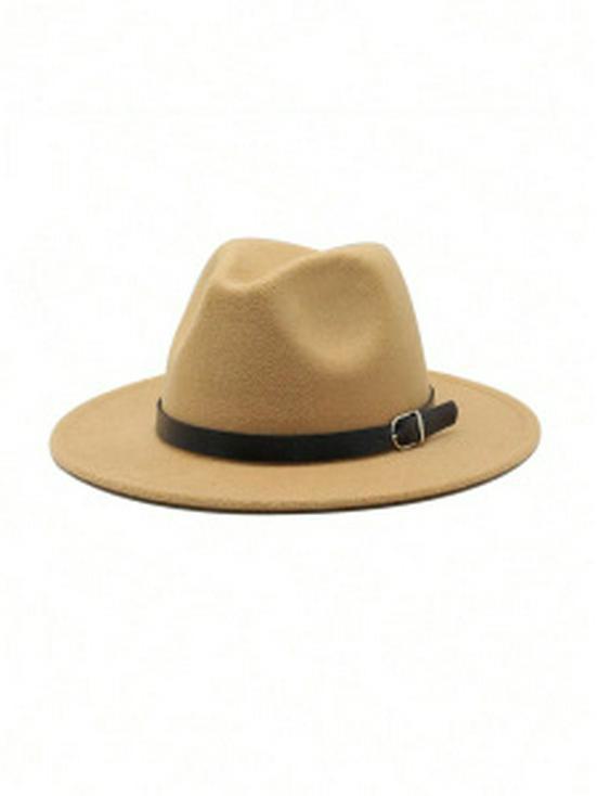 Women's Retro Panama Jazz Fedora with Leather Buckle for Autumn and Winter