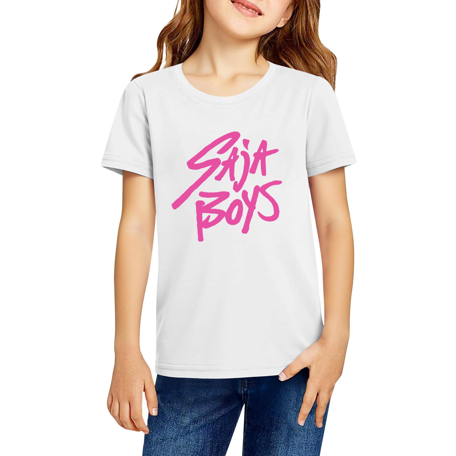 

Модная рабочая одежда с короткими рукавами и круглым вырезом, топы с принтом для детских летних топов 160 белый