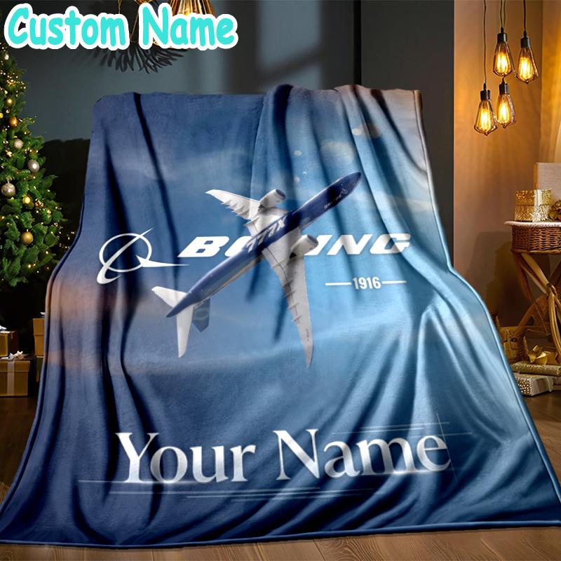 Custom Name Boeing Throw Blanket - Perfect for Couch, Bed, Office, and outdoor Travel - Ideal Gift for Christmas & Holidays