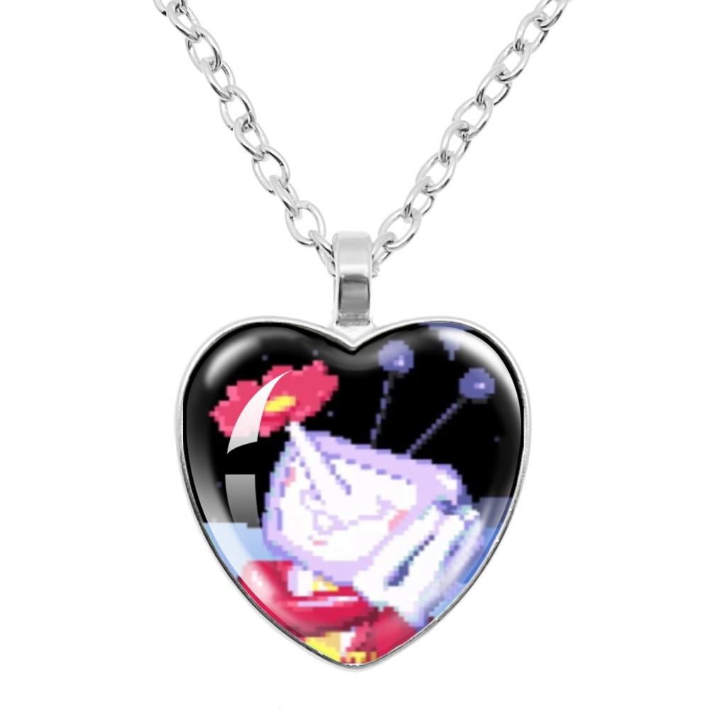 

Deltarune Game Gharacter Tenna,Kris,Spamton,Ralsei,Susie,Noelle Glass Heart Shape Pendant Necklace Charm Jewelry Friend Gift