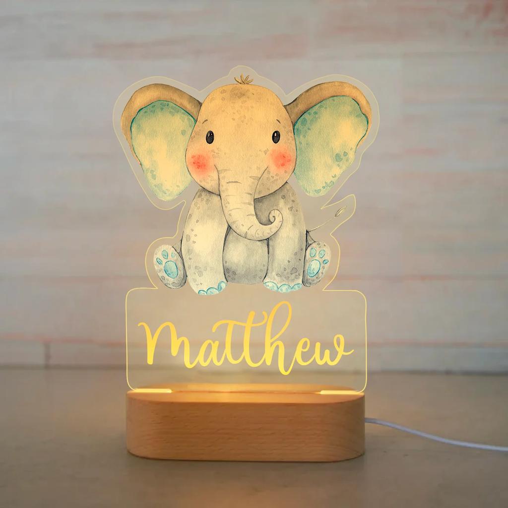 Personalized Animal Night Light - Custom Name Acrylic Lamp for Kids Bedroom Decor Baby Birthday Christmas Gift