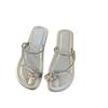 Flat-bottomed French set-toed small cool slippers fairy shoes 2025 new summer soft-soled with skirt rhinestone sandals