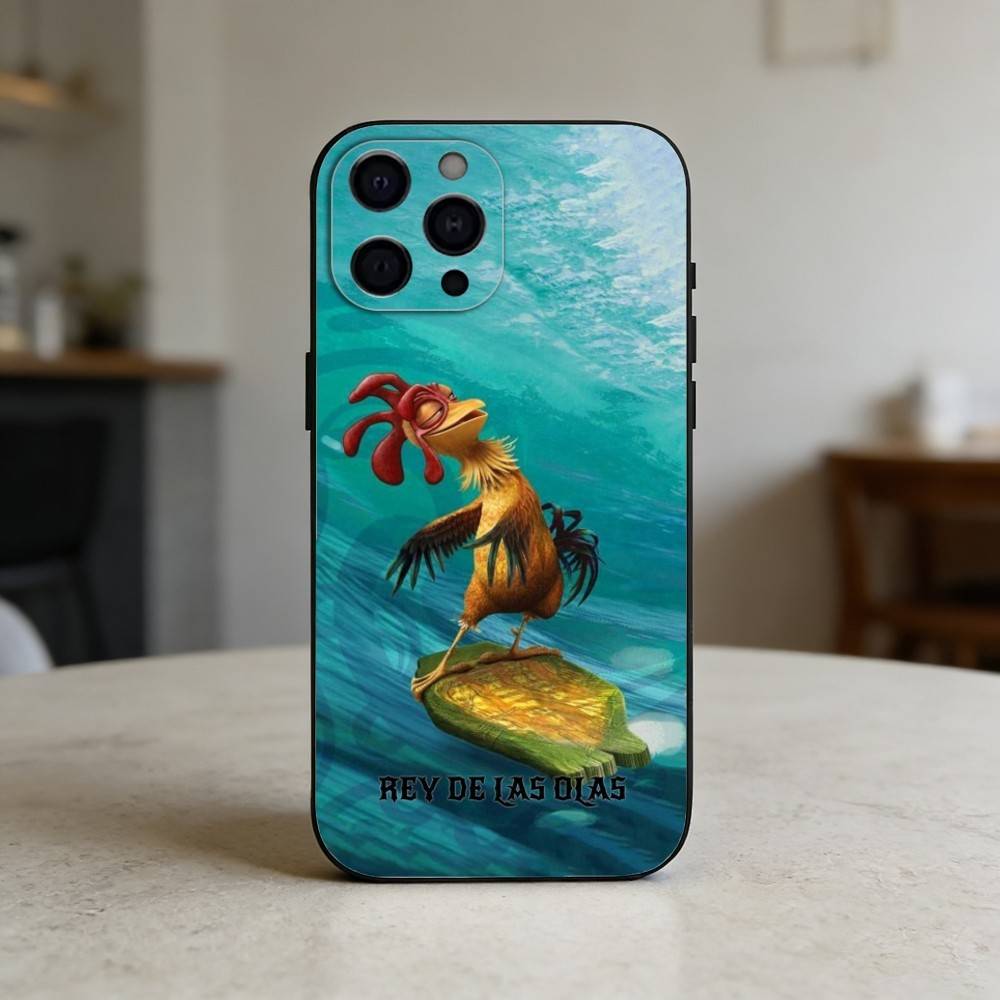 Funny Chicken Joe Surf Phone Case For iPhone 17,16,15,14,13,12,11 Plus,Pro,Max,Mini Silicone Black Soft Cover