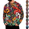 Men's Long Sleeve Hoodie Halloween Print Lightweight Pullover for Casual Wear
