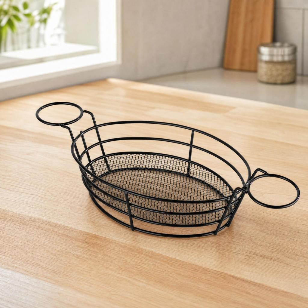 Metal Wire Serving Basket Restaurant-Style Ventilated with Raised