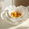 Ceramic Flower Deep Bowl Pure White Oat Breakfast Bowls Fruit Plate Salad Bowl Yogurt Cup Soup Bowls Dining Plate Pasta Dish