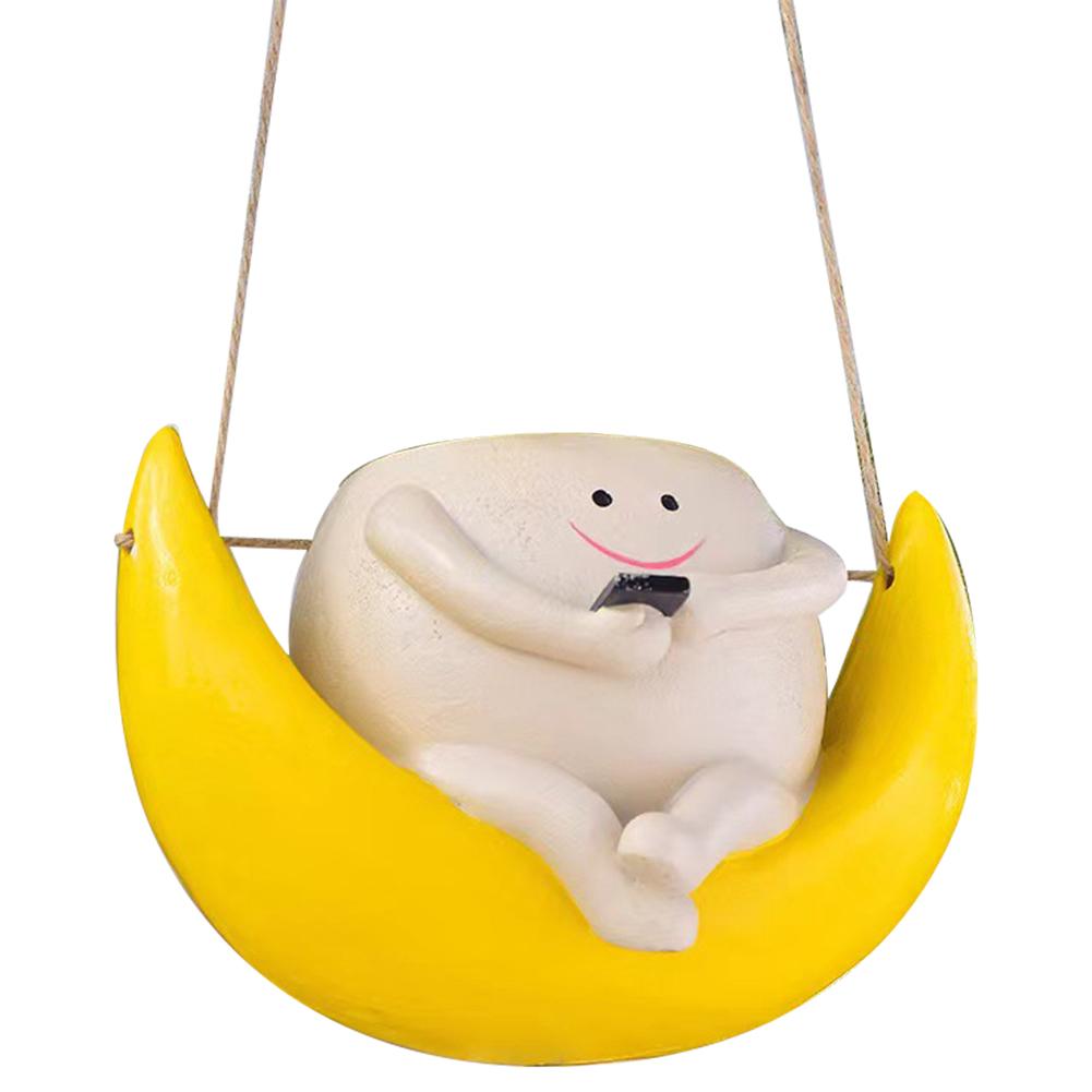 

Rocking Chair/Swing Face Flower Pot Succulent Planter Cute Resin Head Planters Home Garden Supplies for Indoor Outdoor Plants