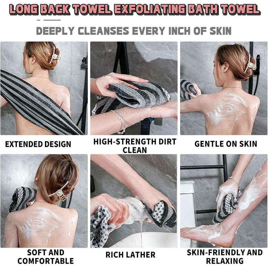 Exfoliating Shower Towel, Back Scrubber for Shower, Towel for Your Back, Body Scrub Bath Towel