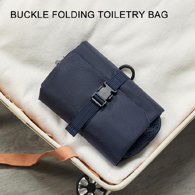 Space Saving Foldable Toiletry Bag with Clasp Waterproof Oxford Cloth Makeup Organizer Large Hanging Cosmetic Holder