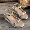 Thick-Heeled Platform Wedge Height-Increasing Rope Sole Fashion Casual Woven Lace-Up Sandals, Summer Versatile Flat Shoes