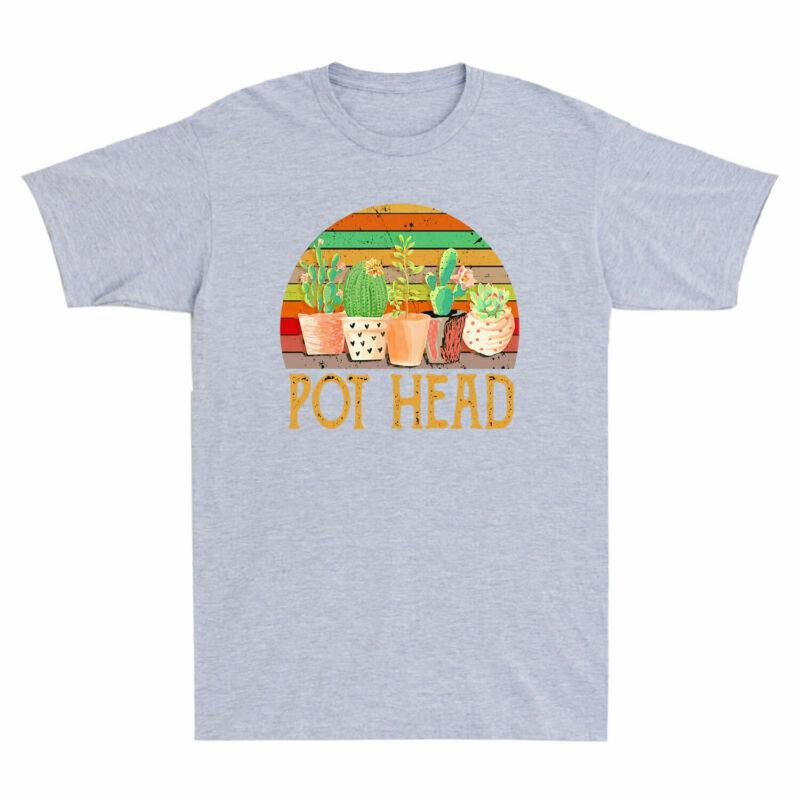 Tee Flowers Sunset Vintage Gardening Cactus Unisexs Pot Head Retro Cotton TShirt
