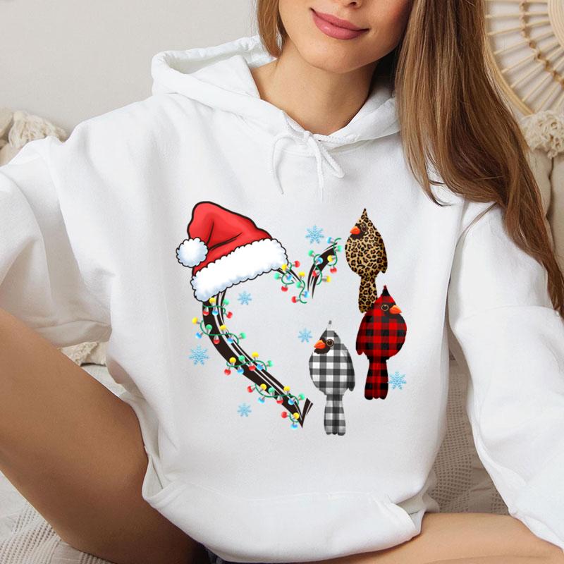 Funny Christmas Heart Lights Graphic Sweatshirt Hoodie Women Animals Lover Gift For Christmas Santa Hat Heart Hoodies Tops