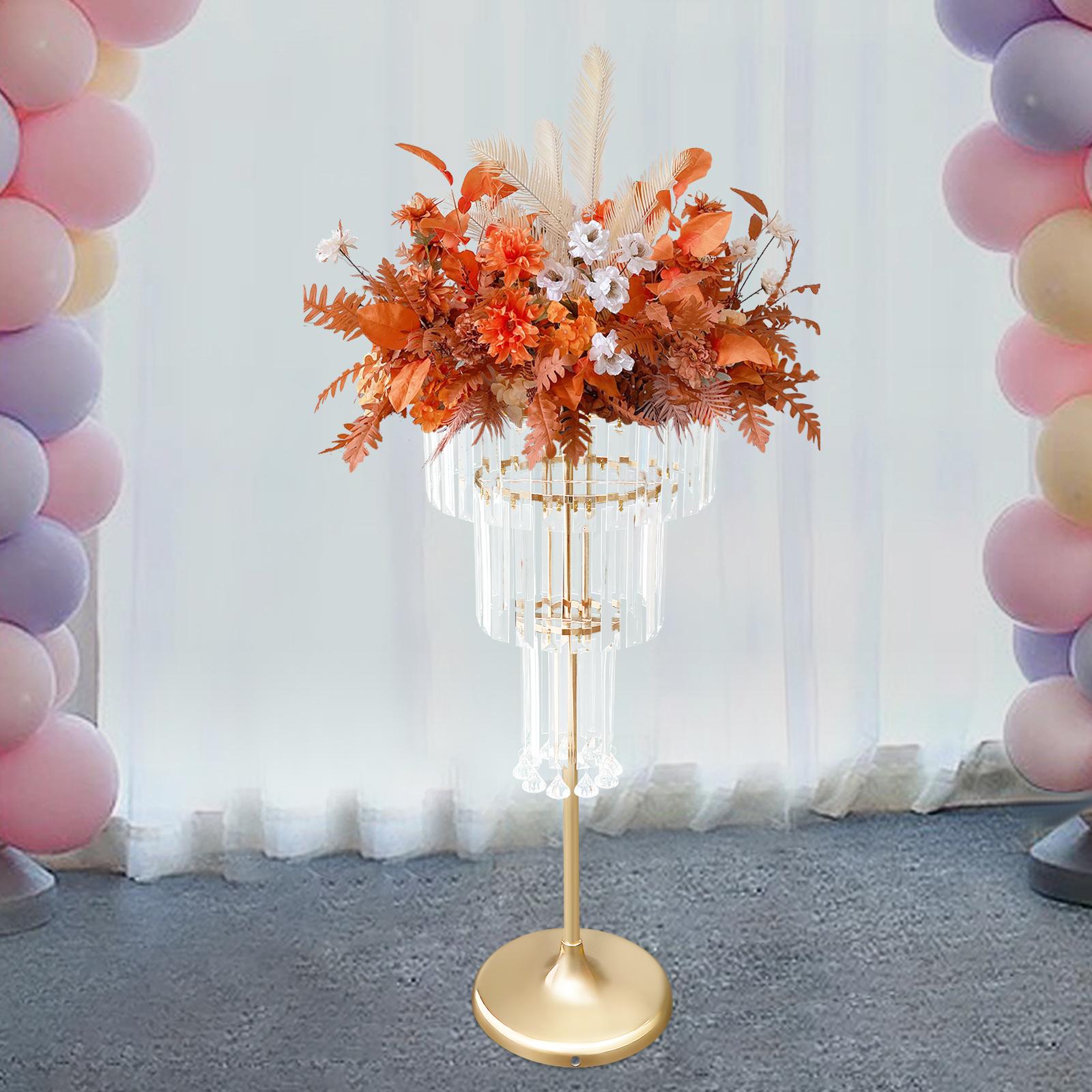 

4-ярусная хрустальная подставка для цветов, современная многоярусная стойка для дисплея - основание 24 см и закругленные края - роскошная декоративная подставка для садов/балконов золотой