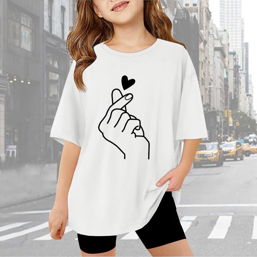 Kids Cute Fashion Short Sleeve Round Neck Printed Casual T-Shirt Top