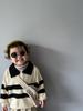 Mori Style Children's Knitted Sweater - Striped, Two-Button, Turn-Down Collar, Casual and Fashionable for Boys and Girls in Spring and Autumn.