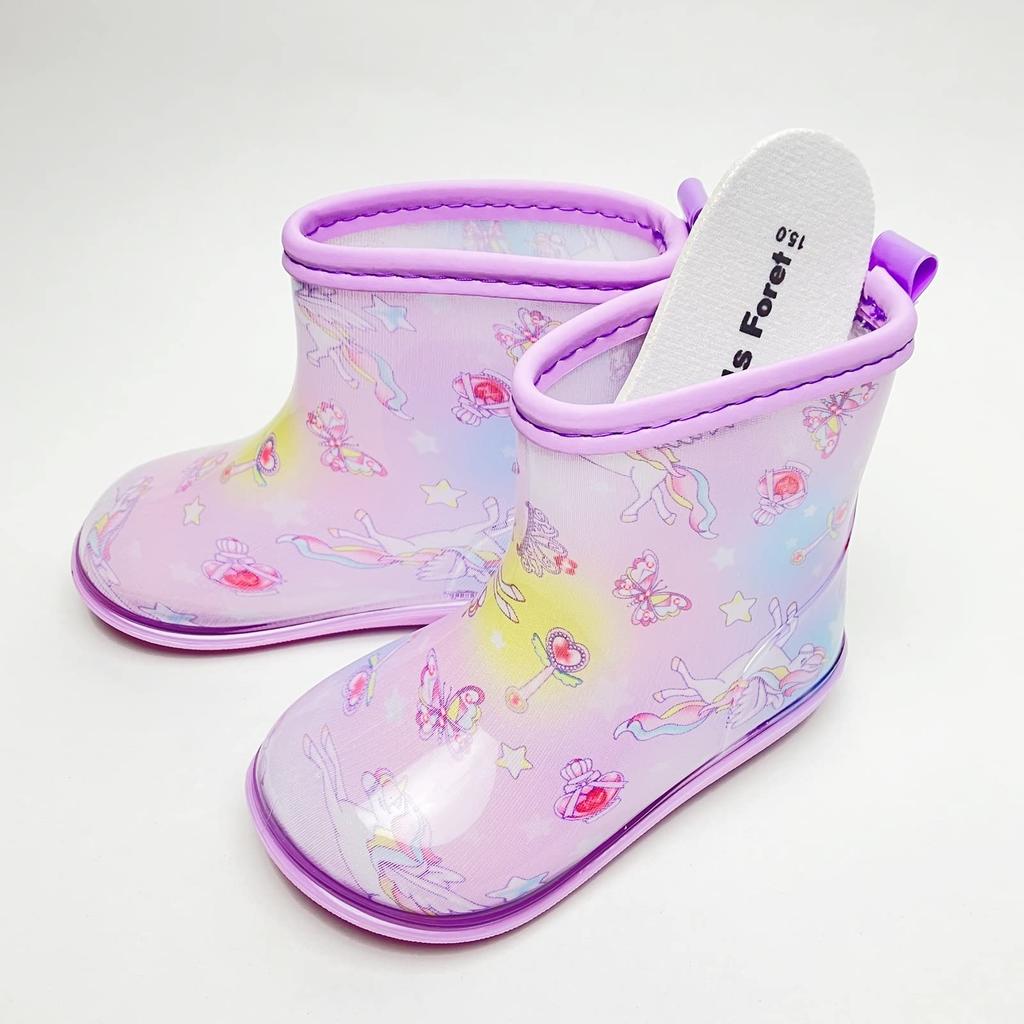 Kids Foret Rain Boots, Kids' and Baby Girls' Lightweight Rain Boots, Unicorn, Cherry, and Strawberry Designs (KF81820, Size RA, 16cm)