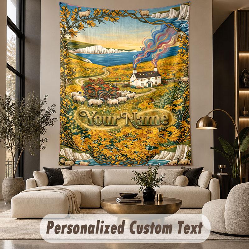 Autumn Harvest (81) Theme Wall Tapestry Customized With Name Text Personalized Hanging Tapestry For Bedroom Living Room Decor