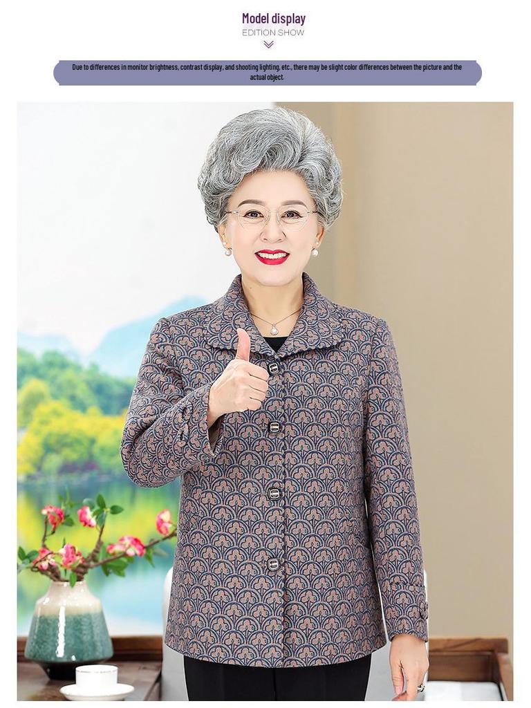 Plus Size Cardigan Jacket for Women 70-80: Spring/Autumn Outerwear for Middle-Aged & Elderly