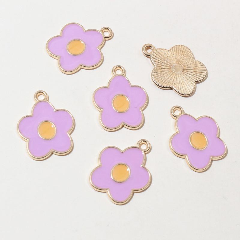 

20pcs 19x15mm Enamel Flower Charms Pendant Alloy Craft DIY Jewelry Making Accessories for Earrings Bracelet Necklace Findings
