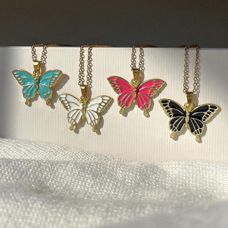 Accessories Fashion Oil Drip Alloy Pendant Personalized Oil Drip Butterfly Necklace Autumn New Items