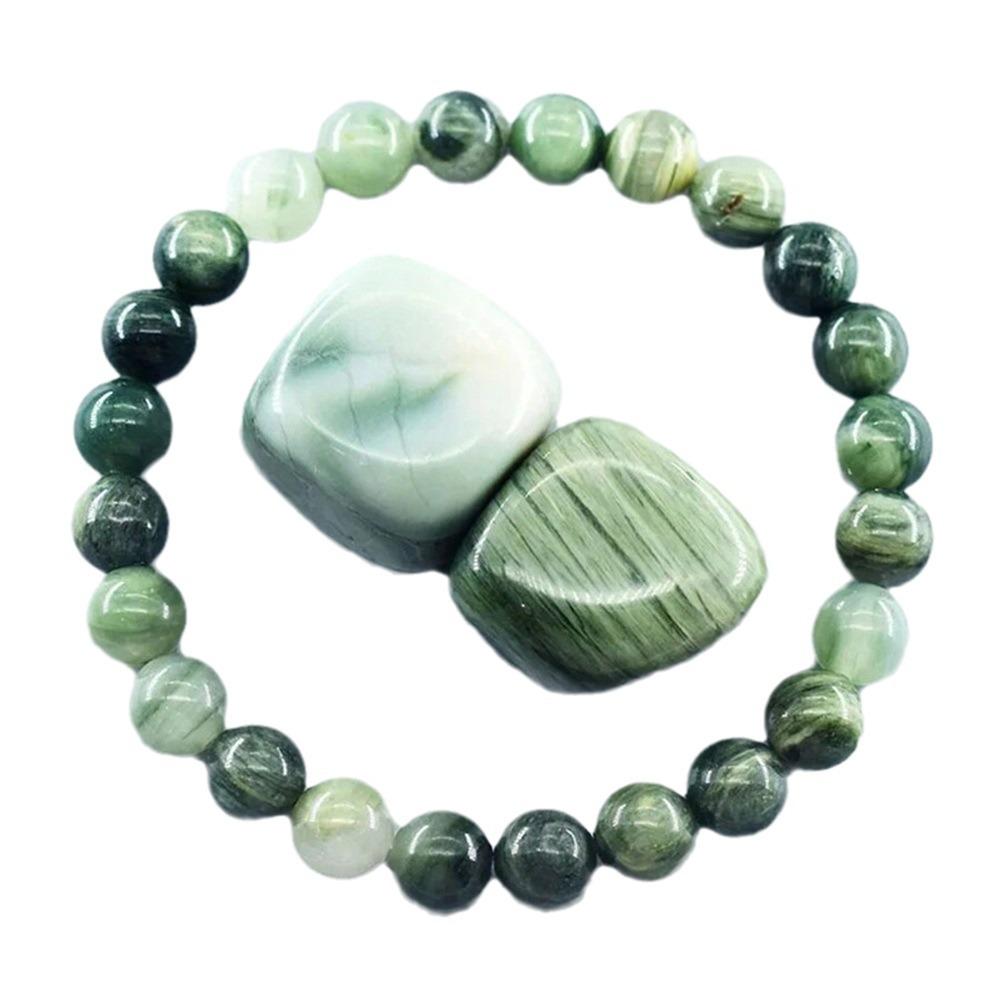 Festive Gifts Green Seraphinite And White Jade Beaded Bracelet Fresh Natural Fashion Jewelry For Men And Women Daily Wear Simple Versatile Accessory