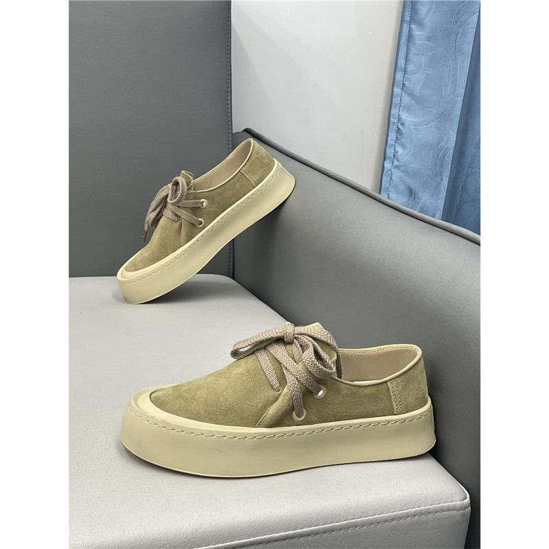 Shoes autumn new leather thick baseplate shoes plain lazy sports leisure cr