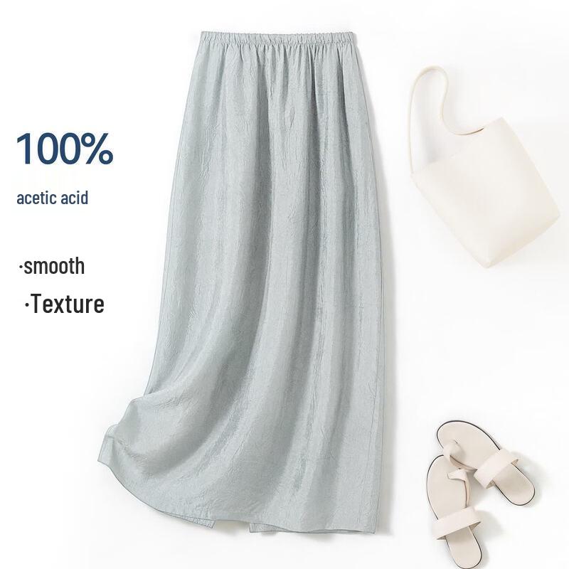 IHIMI Women s 100% Acetate Draped Lightweight High-Waist Straight Skirt S